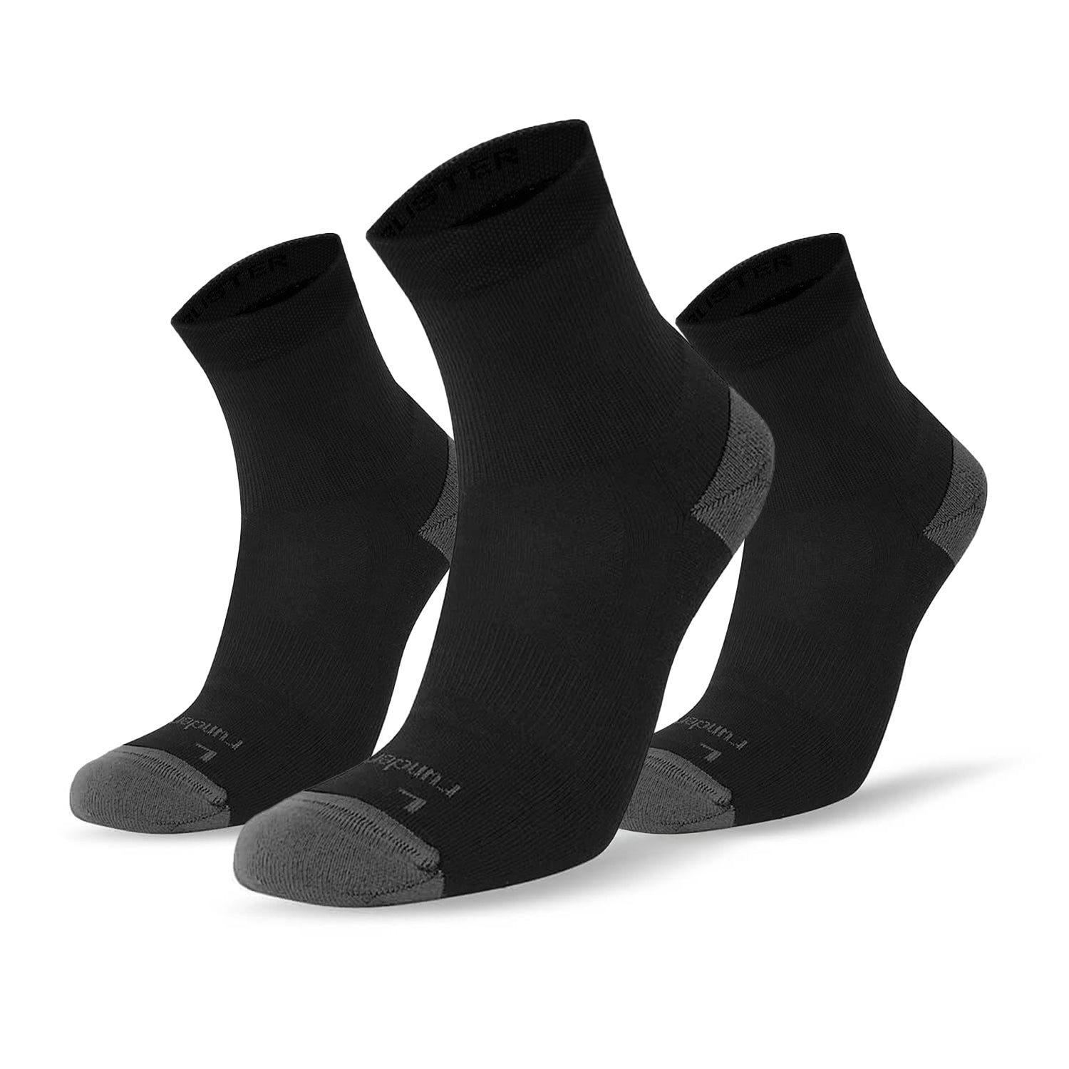 Anti Blister Running Socks - Black/Grey (3 Pair pack)